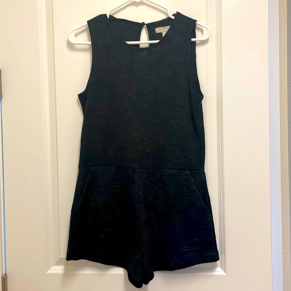 Romper black textured comfy small open slit back